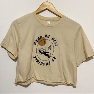 Women’s Tan Desert Boho Cropped Graphic Short Sleeve T-Shirt Size Medium